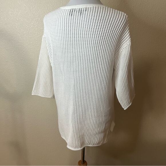 Theory white open knit crochet tunic top MEDIUM - Picture 7 of 10
